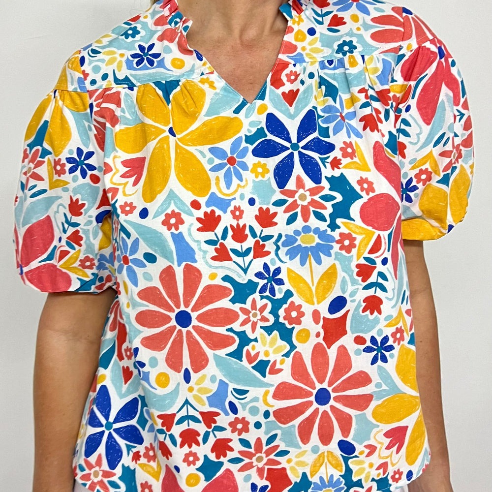 Boundless Blooms V.Neck Top - FINAL SALE