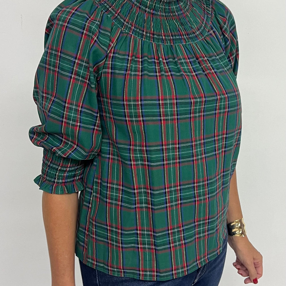 
                  
                    Deck The Halls Smocked Plaid Top (green)-FINAL SALE
                  
                