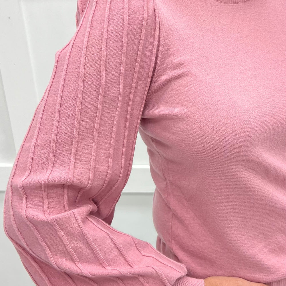 Verona Pleat Sleeve Sweater (Blush)