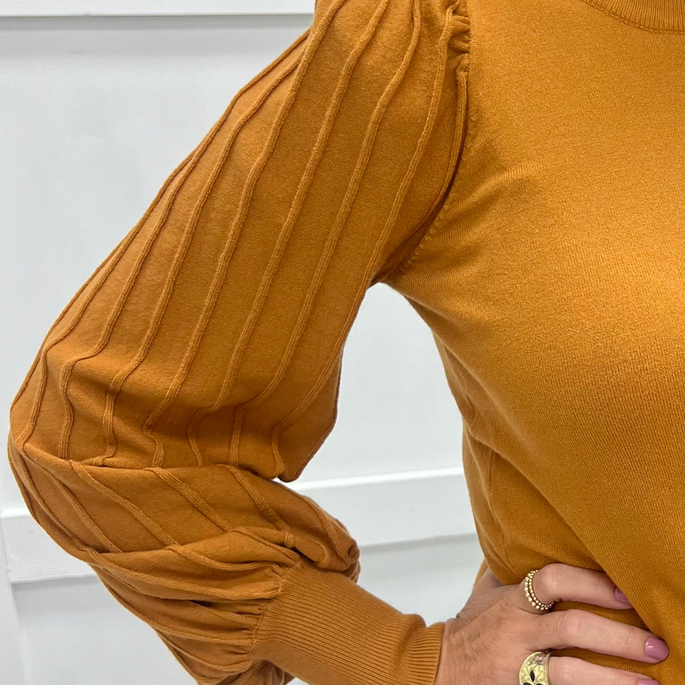 Verona Pleat Sleeve Sweater (Dark Golden Yellow)