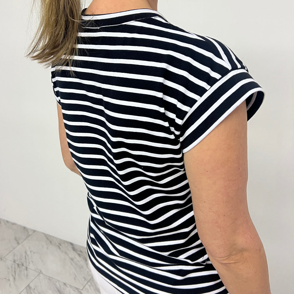 
                  
                    Carson Stripe Short Sleeve Top (Black)
                  
                