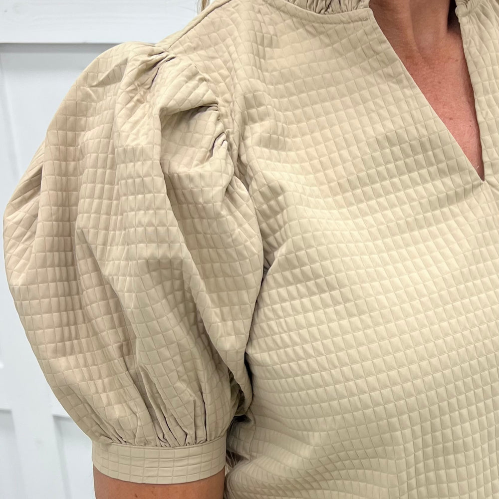 Penny Puff Sleeve Top (Beige)