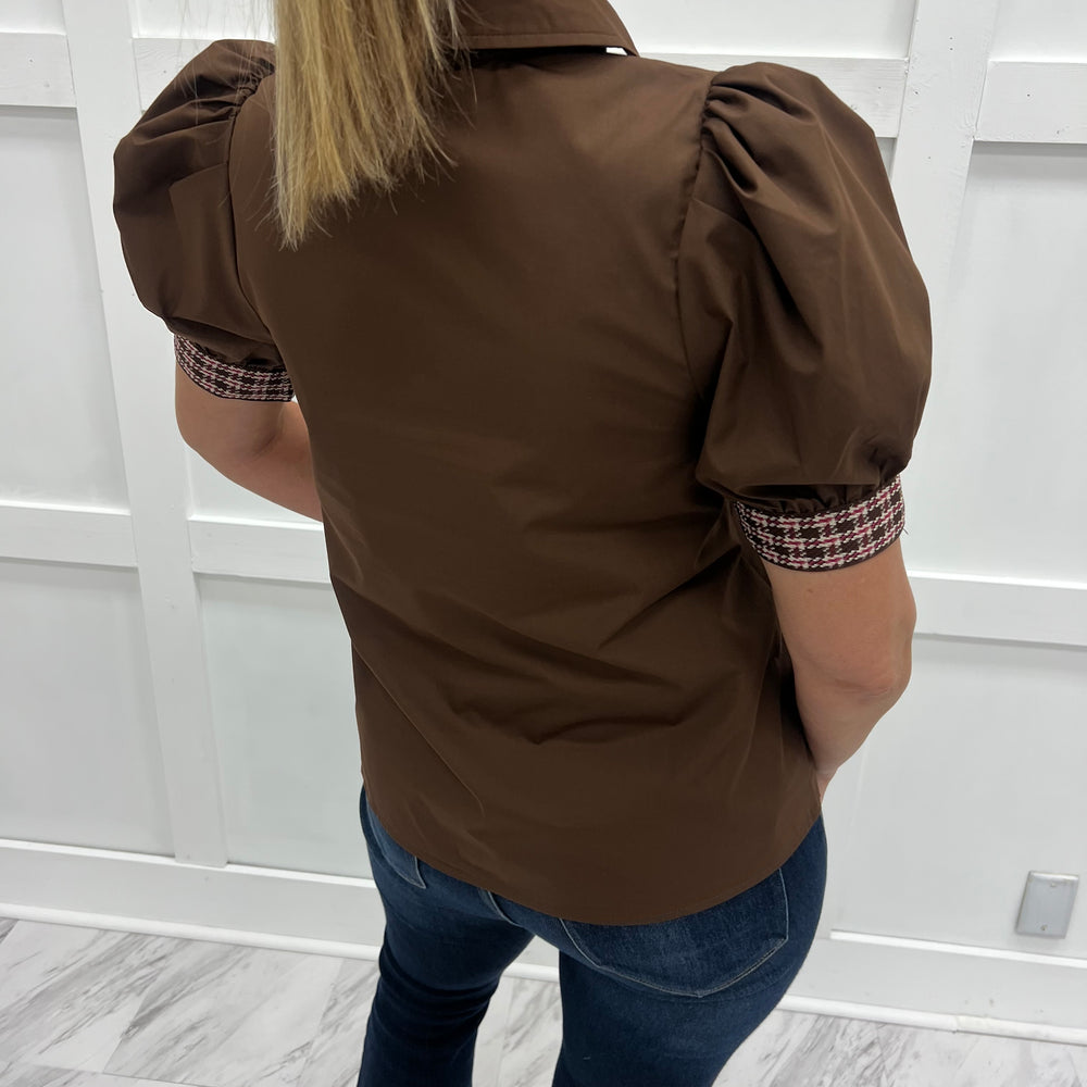 
                  
                    Everly Brown Plaid Detail Top
                  
                