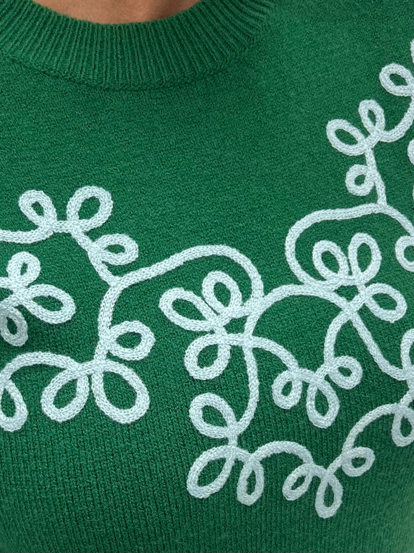 Winter Cheer Scroll Sweater (Green)