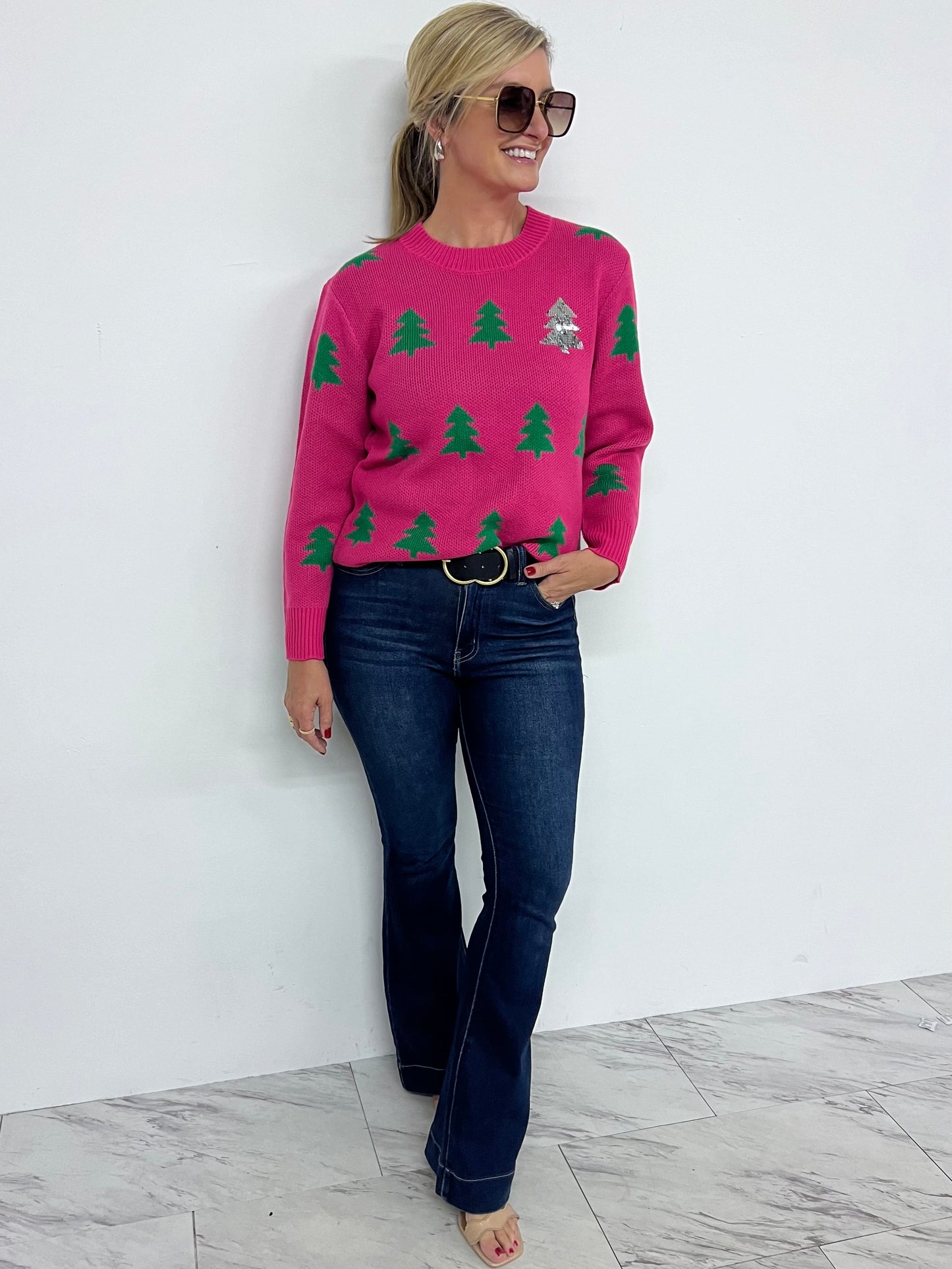 Under The Tree Sequin Sweater (Pink)