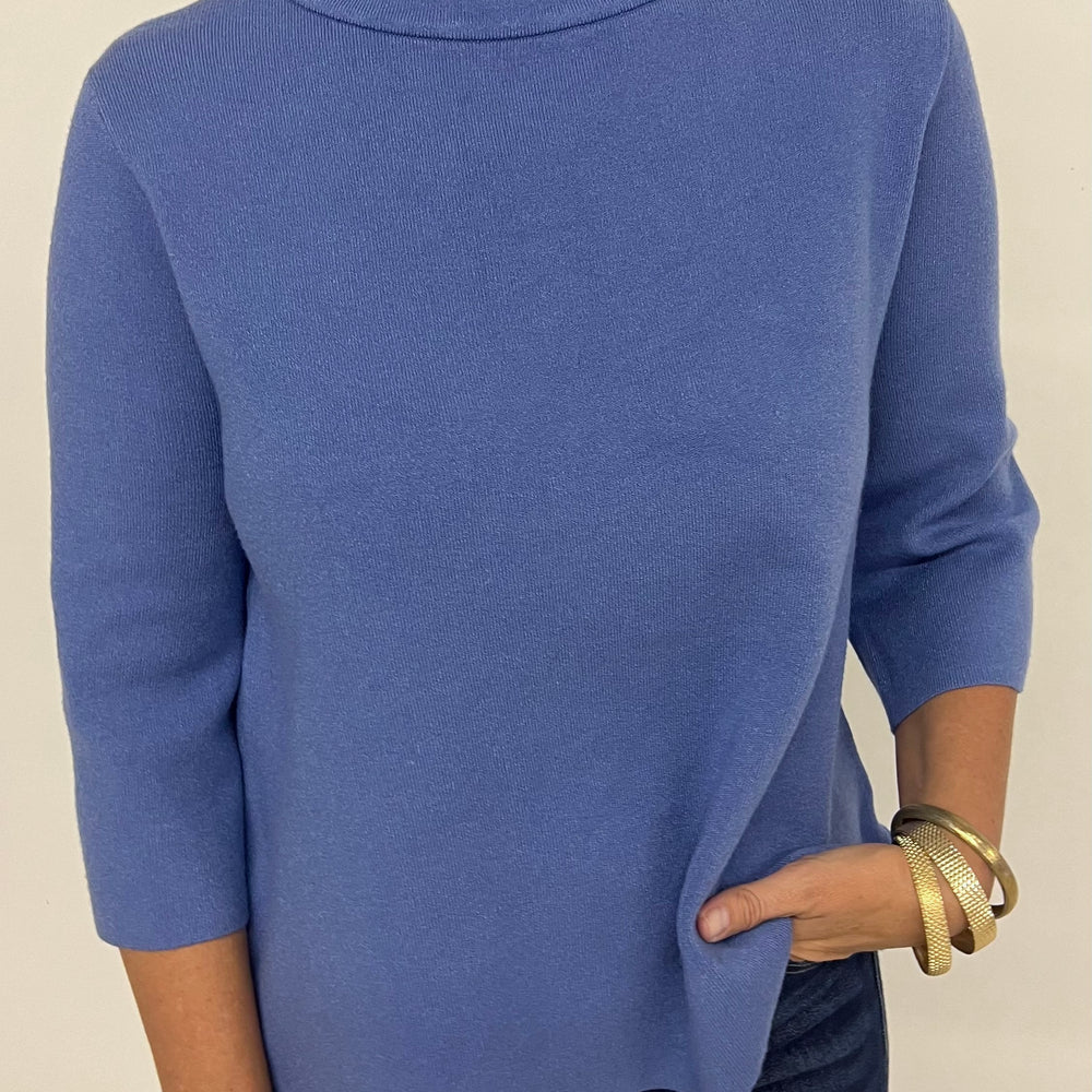 Estelle Dusty Blue Mock Neck Sweater - FINAL SALE