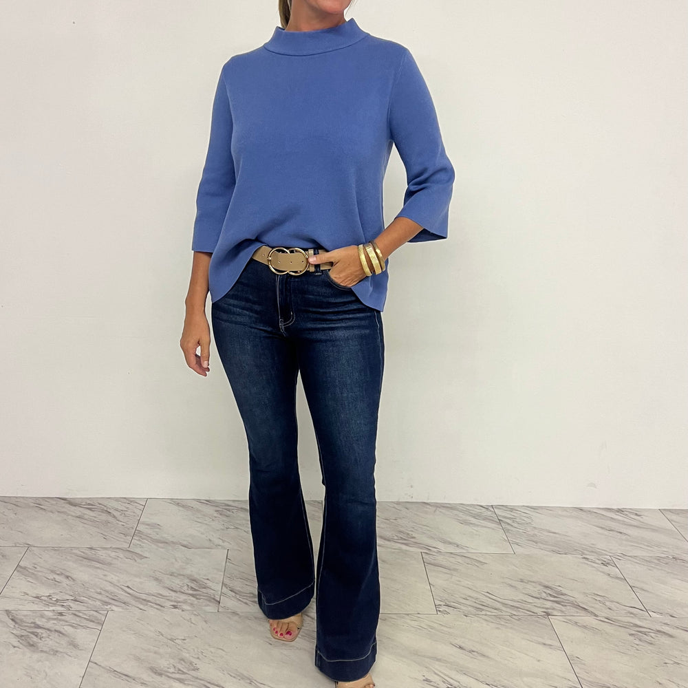 
                  
                    Estelle Dusty Blue Mock Neck Sweater - FINAL SALE
                  
                