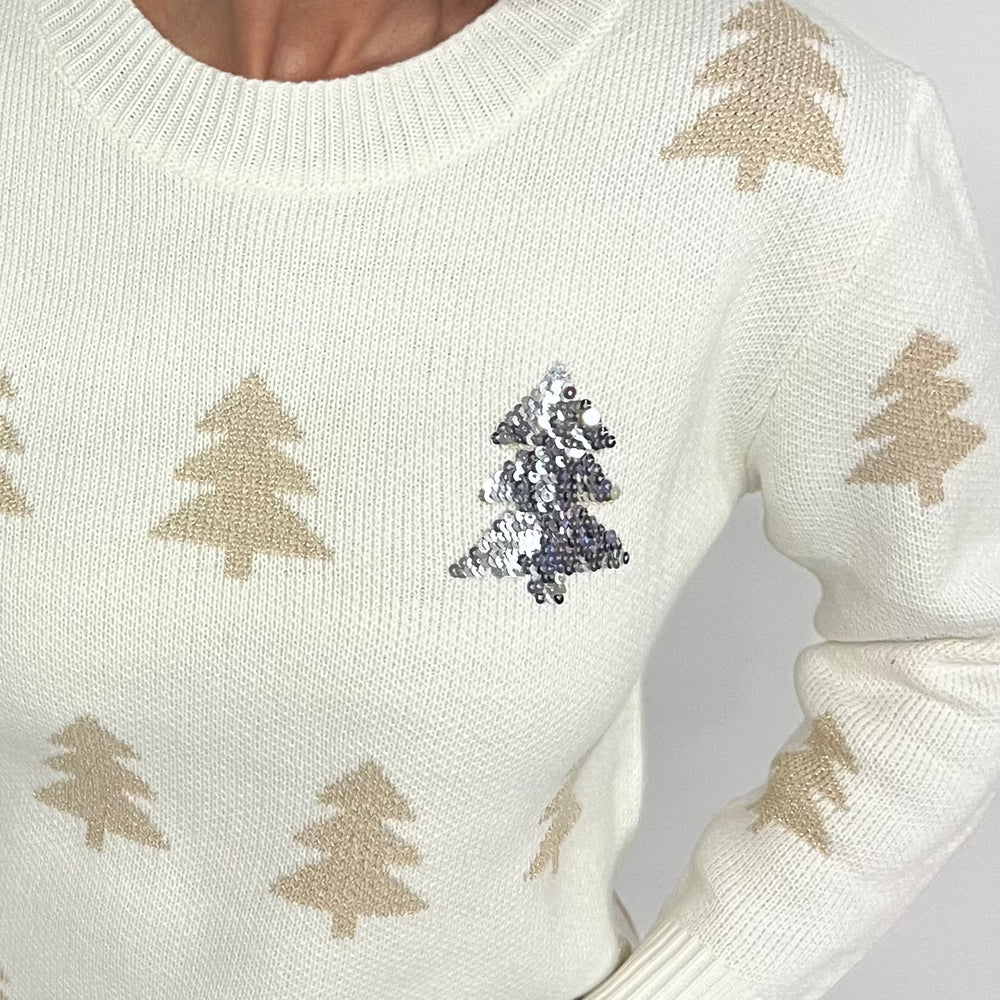 Under The Tree Sequin Sweater (White)