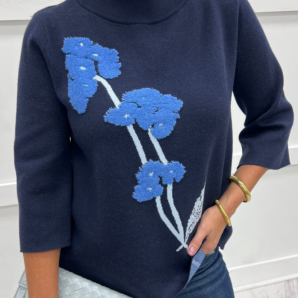 
                  
                    North Navy Blue Flower Sweater
                  
                
