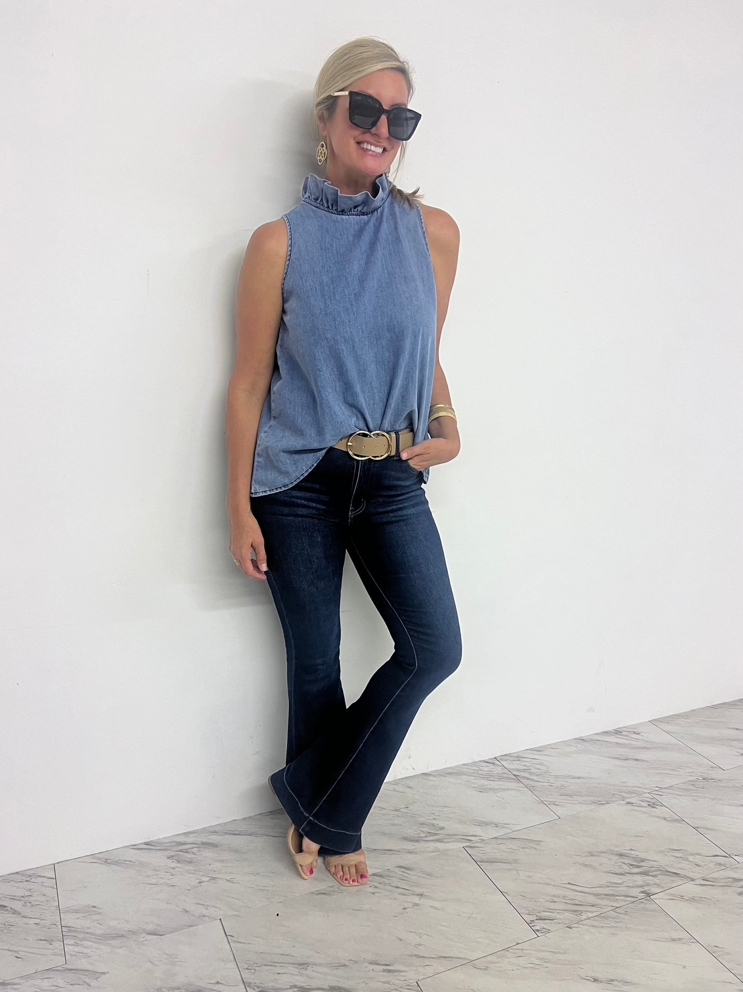 Nashville Denim Sleeveless Top-FINAL SALE