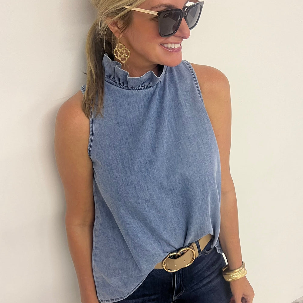 Nashville Denim Sleeveless Top-FINAL SALE