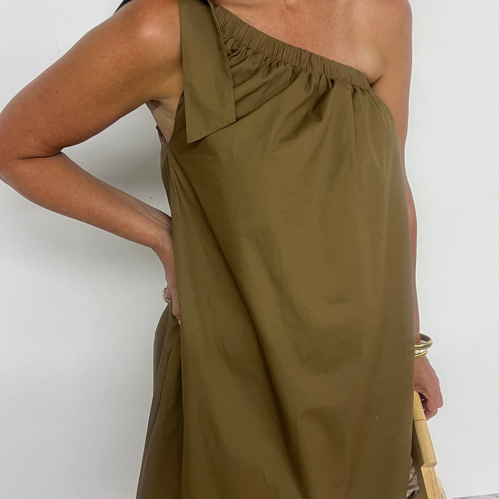 Loxley Single Shoulder Dress (chocolate)