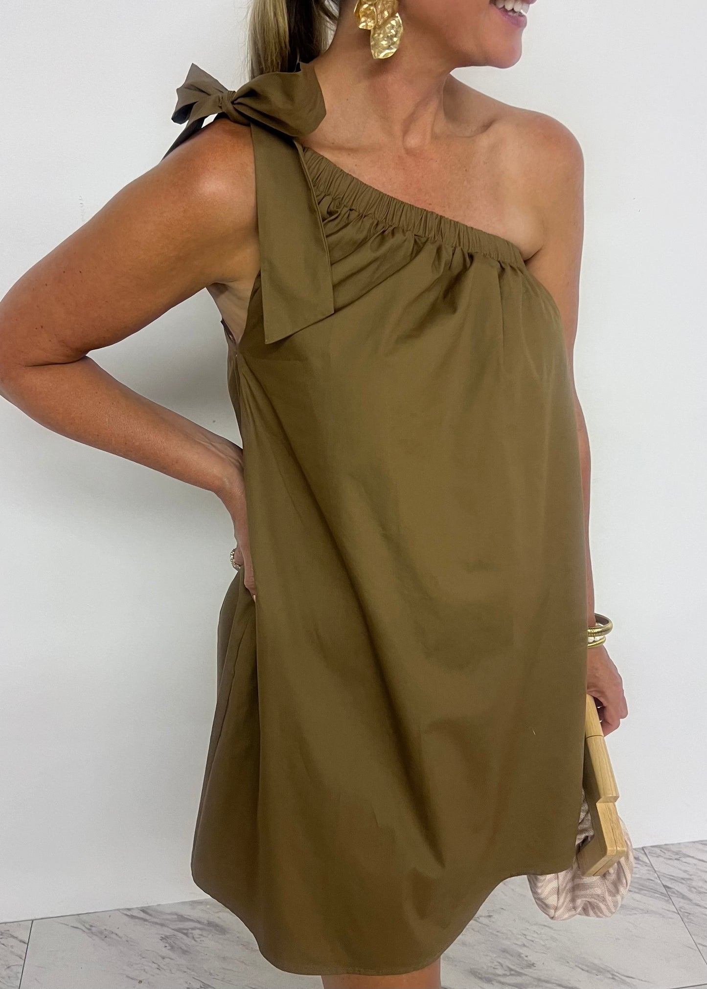 Loxley Single Shoulder Dress (chocolate)