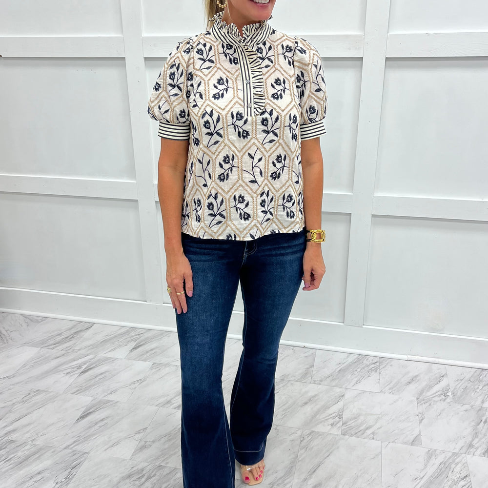 
                  
                    As She Goes Flower + Stripe Top
                  
                