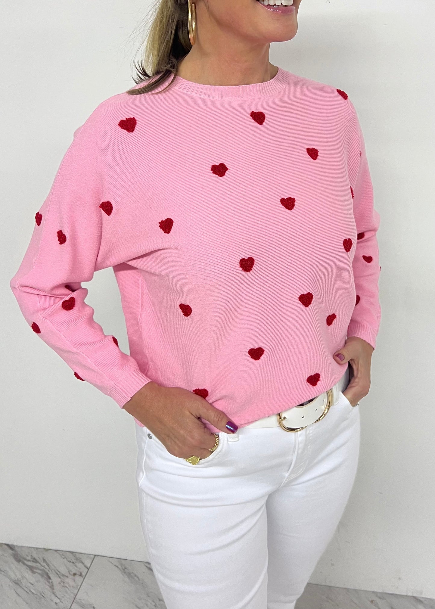 Happy Hearts Sweater (Pink)