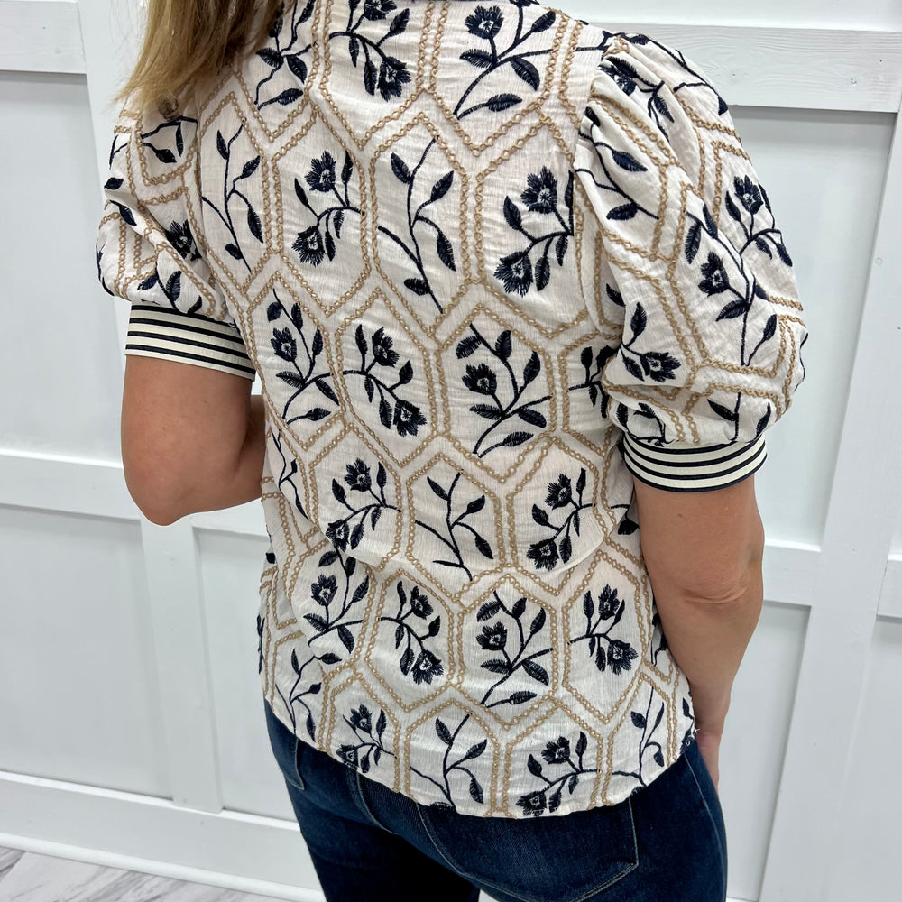 
                  
                    As She Goes Flower + Stripe Top
                  
                