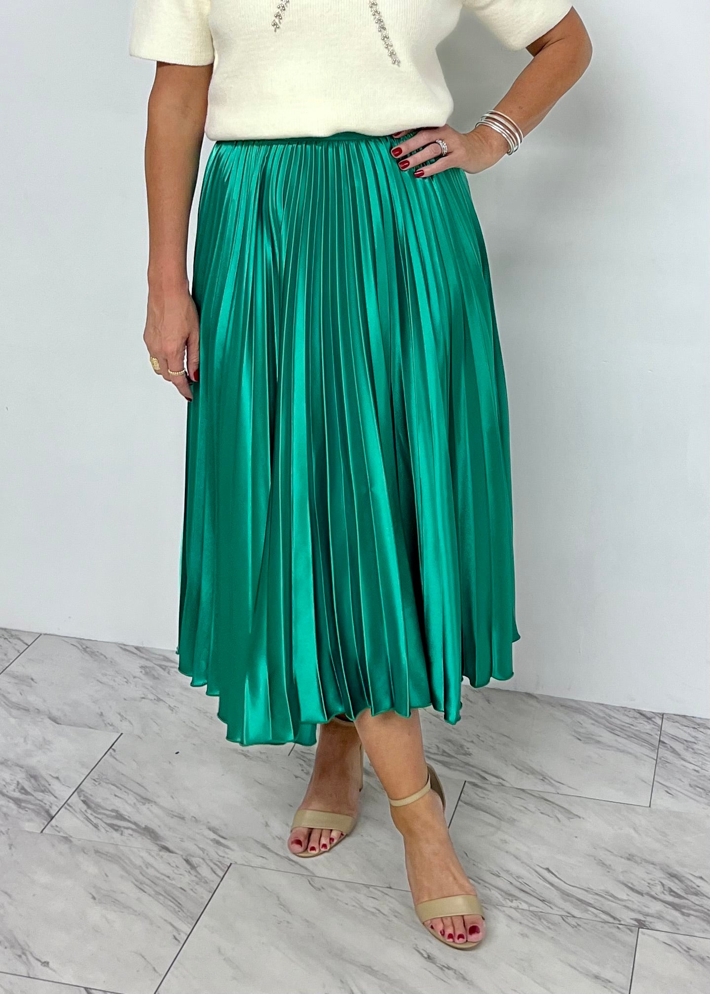 Gala Green Pleated Skirt