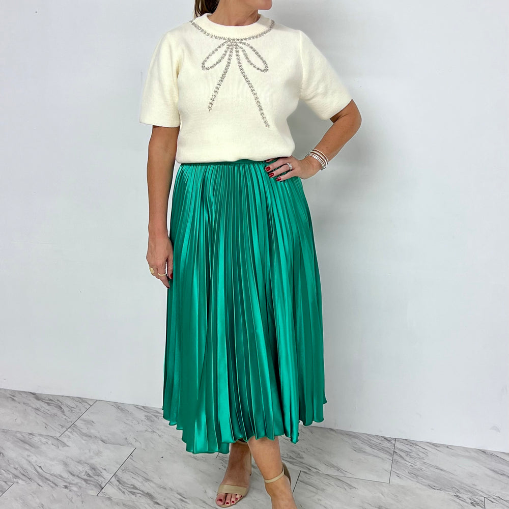 Gala Green Pleated Skirt