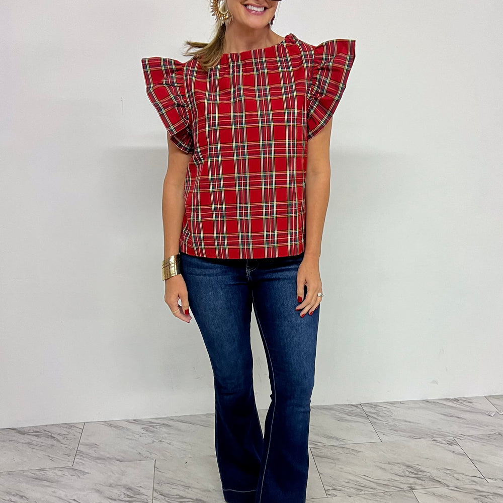 Home For The Holidays Plaid Top