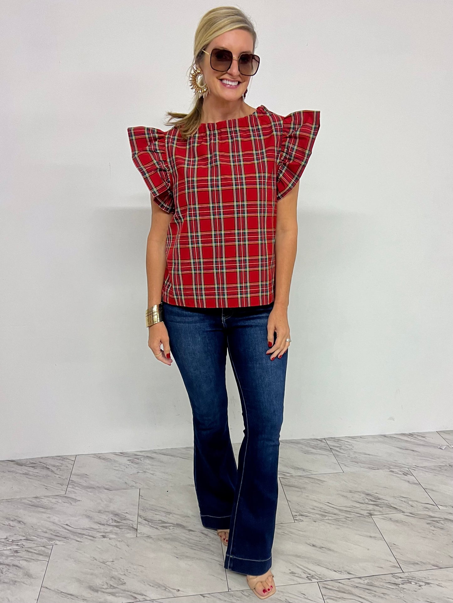 Home For The Holidays Plaid Top