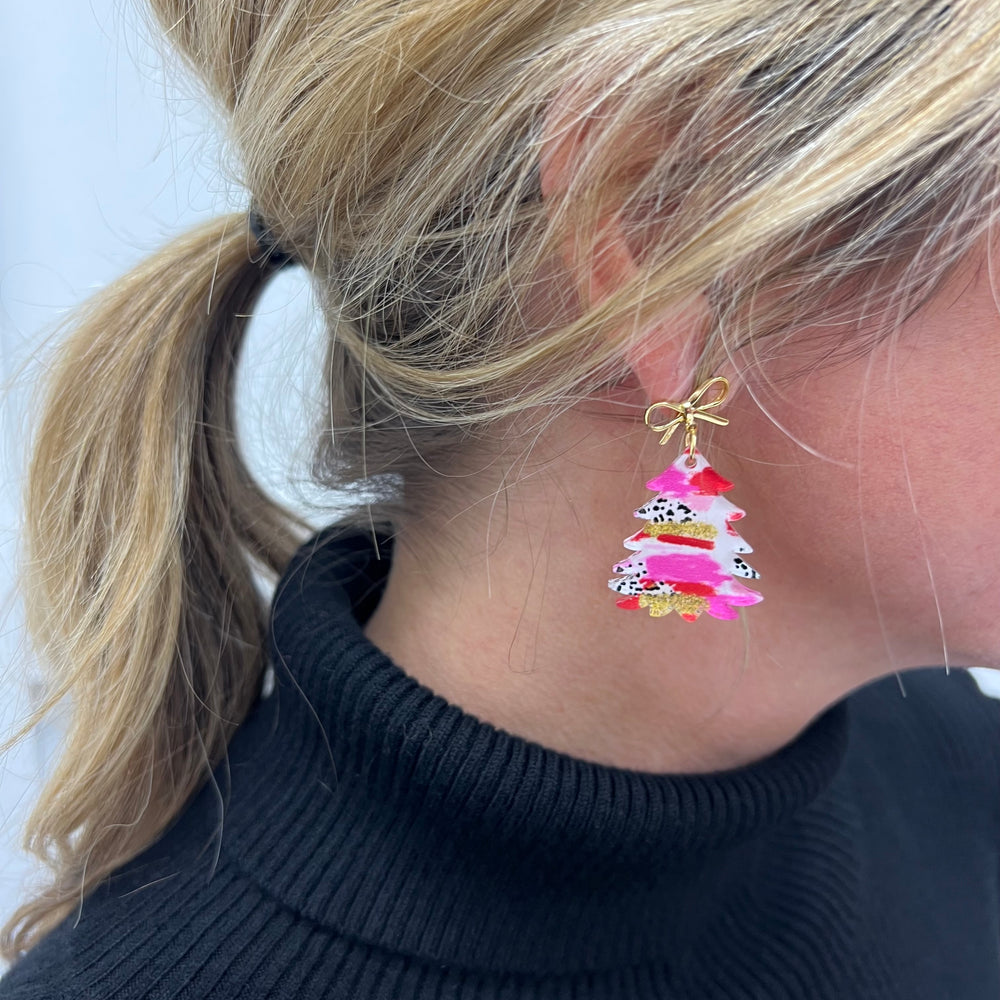 Festive Tree Earrings (Dotted)