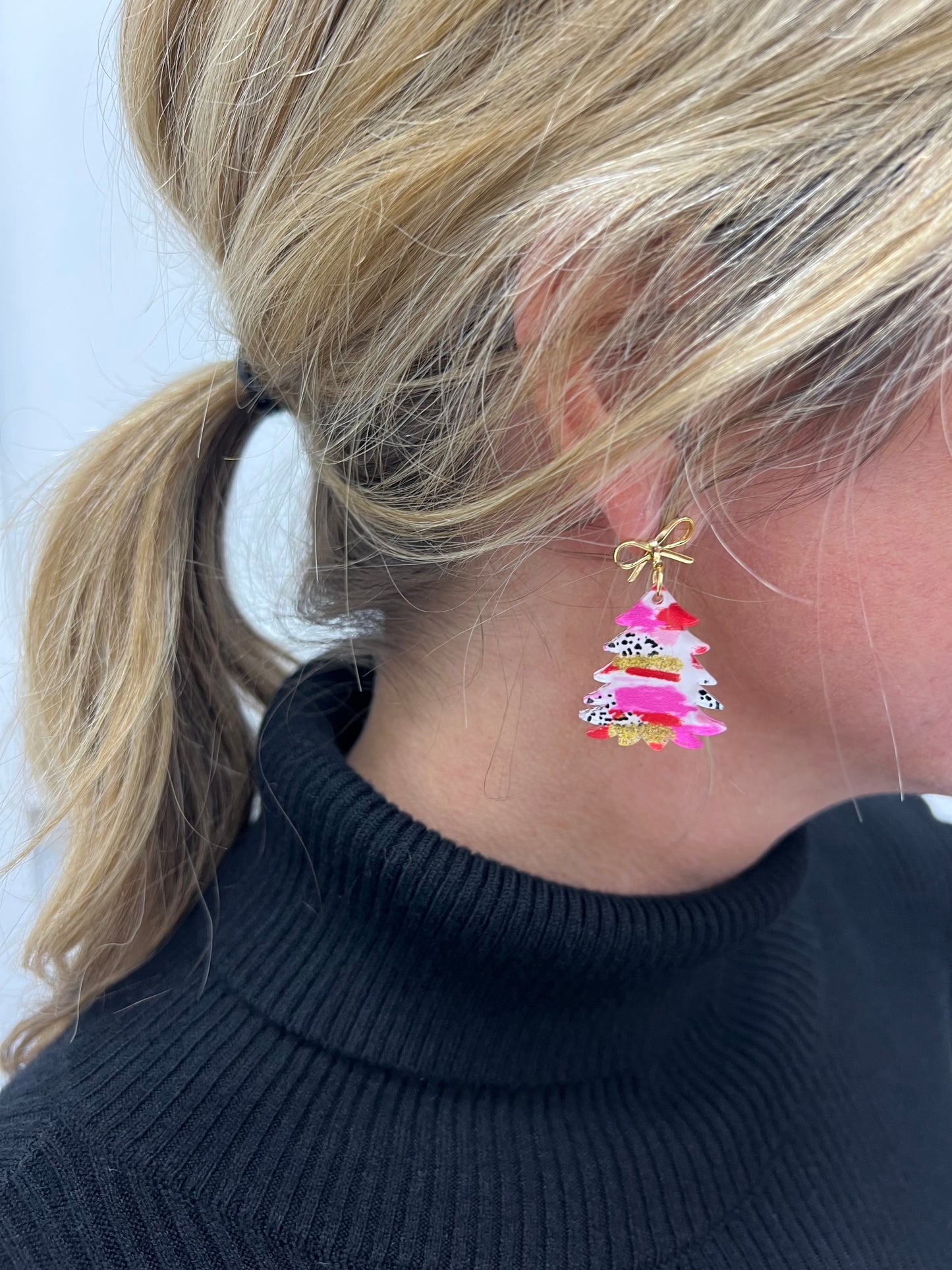 Festive Tree Earrings (Dotted)