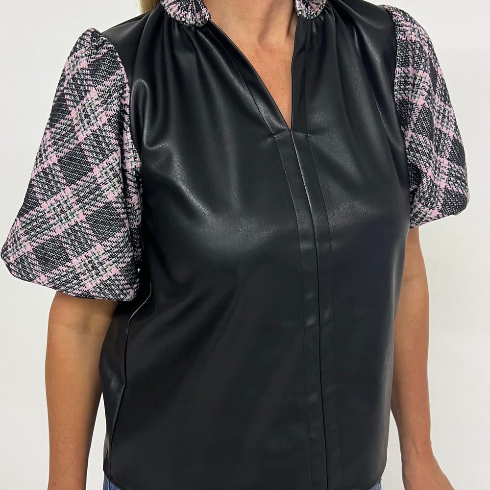 
                  
                    Metropolitan Leather + Plaid Top
                  
                