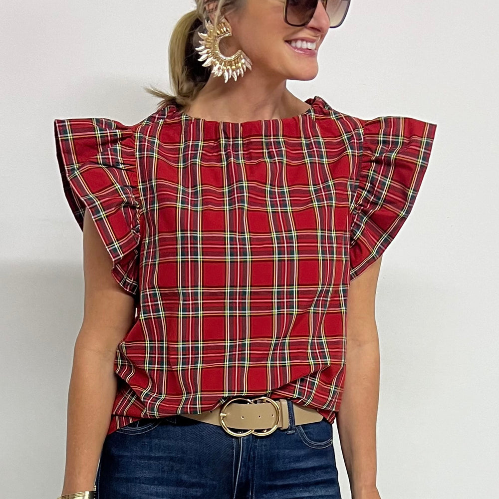 Home For The Holidays Plaid Top