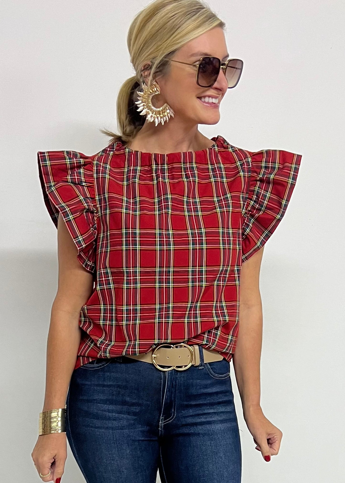 Home For The Holidays Plaid Top