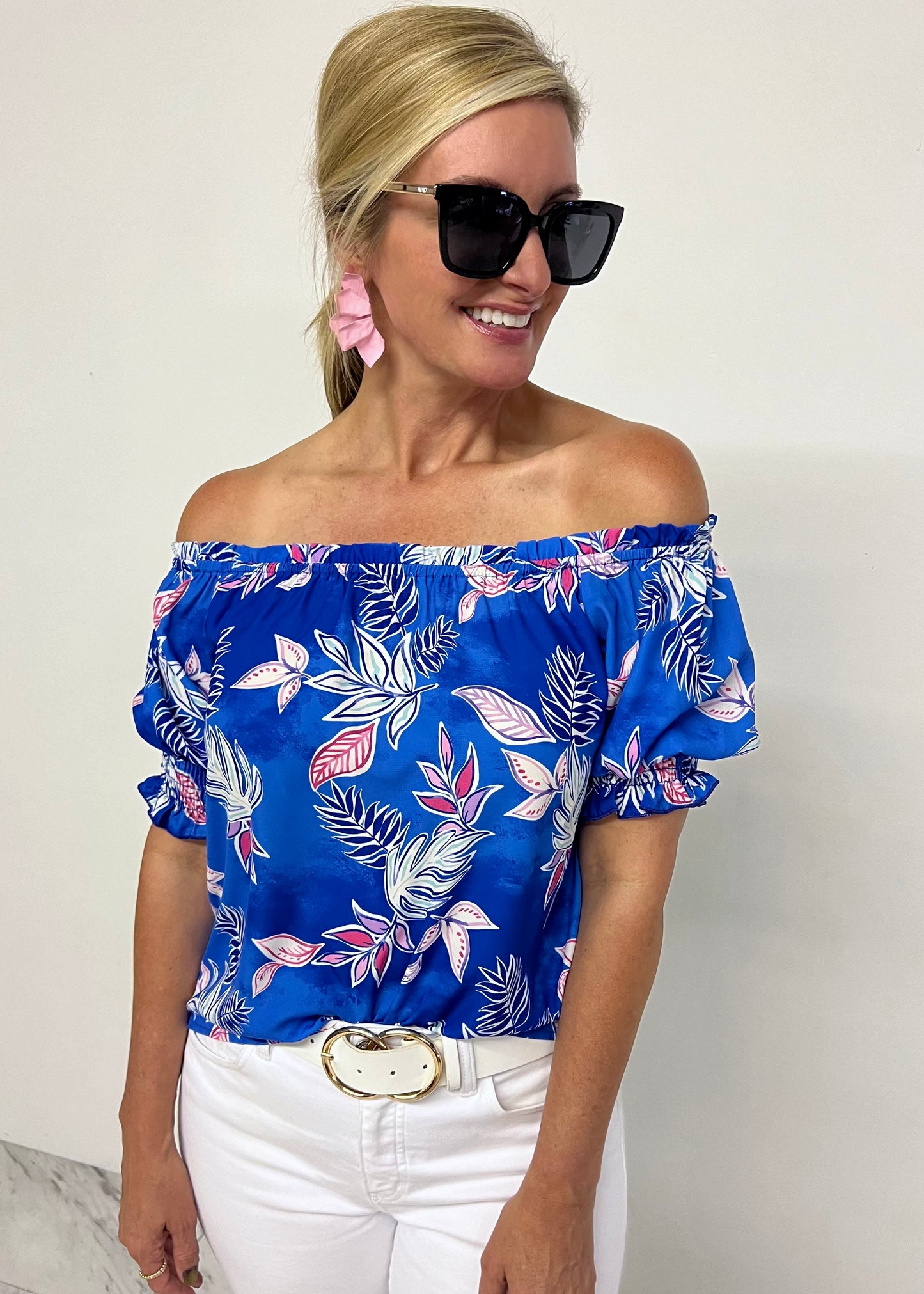 Harlow Print Off The Shoulder Top