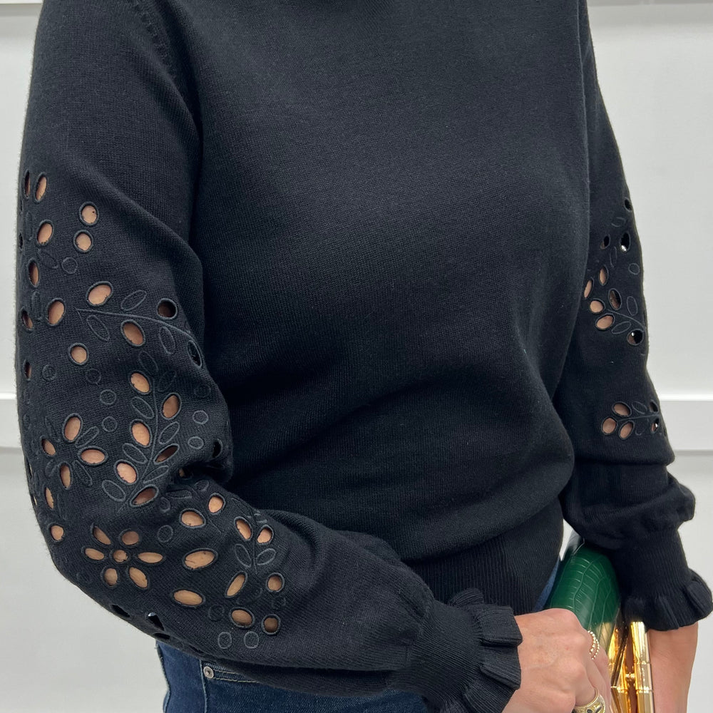 Isla Eyelet Sweater (Black)