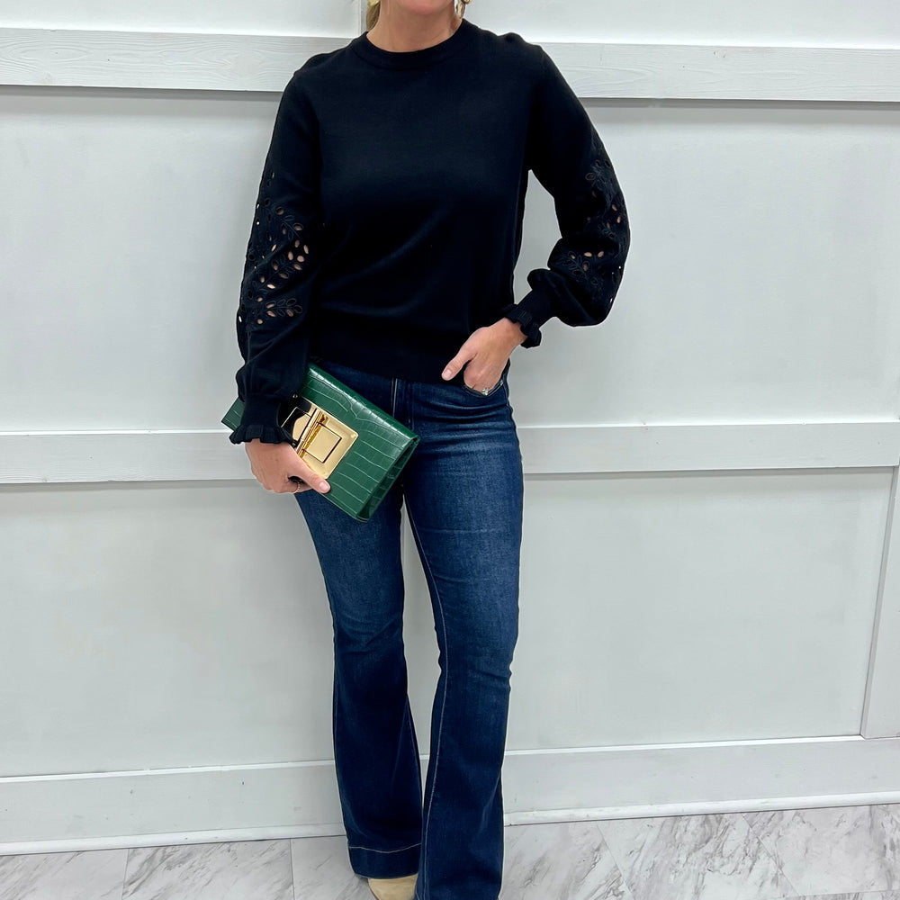 Isla Eyelet Sweater (Black)