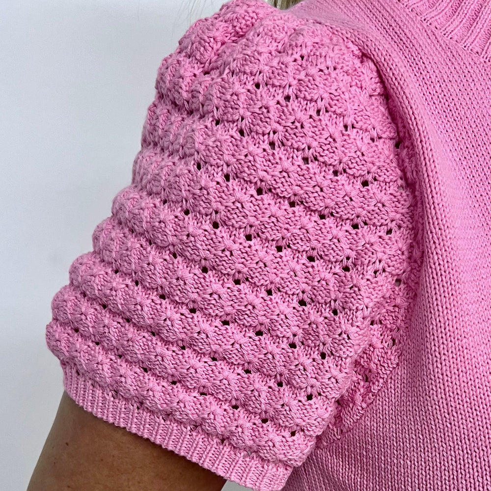 Dahlia Pink Puff Sleeve Top