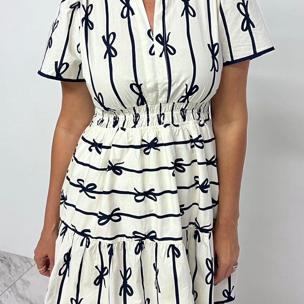 
                      
                        Anna Bow Print Dress (Off White) - FINAL SALE
                      
                    