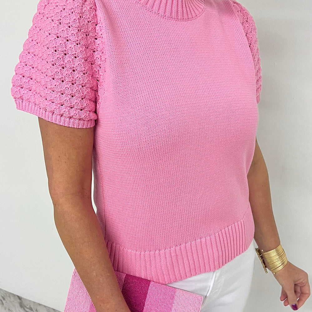 Dahlia Pink Puff Sleeve Top