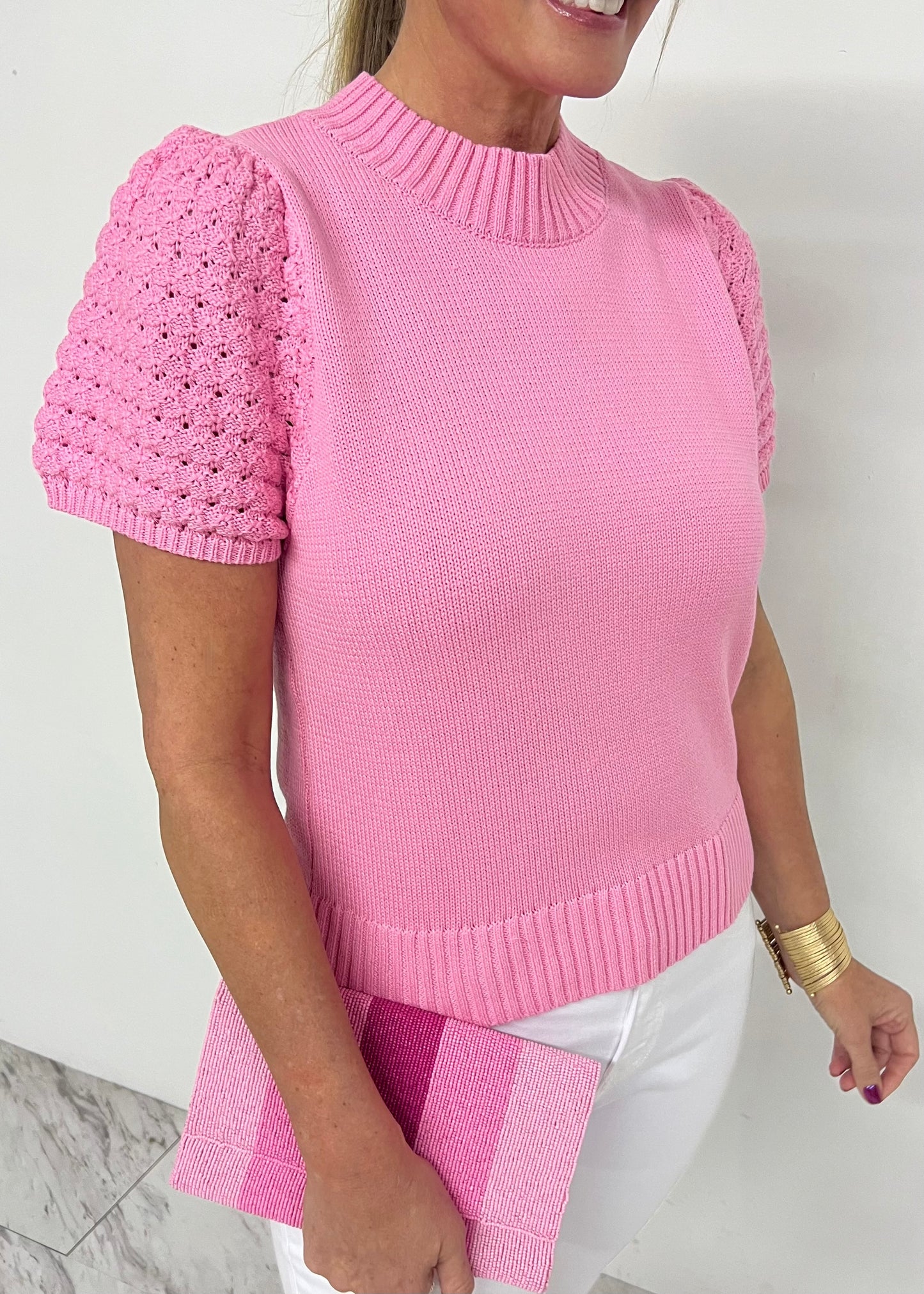 Dahlia Pink Puff Sleeve Top