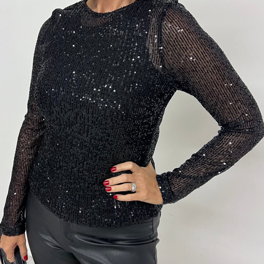 Endless Sparkle Black Sequin Top