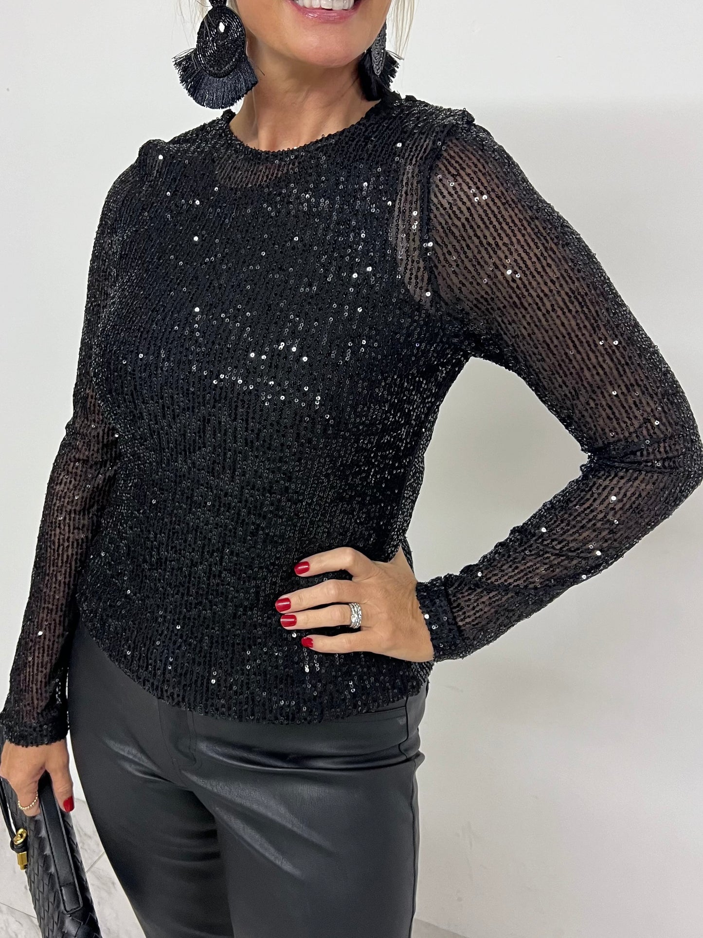 Endless Sparkle Black Sequin Top