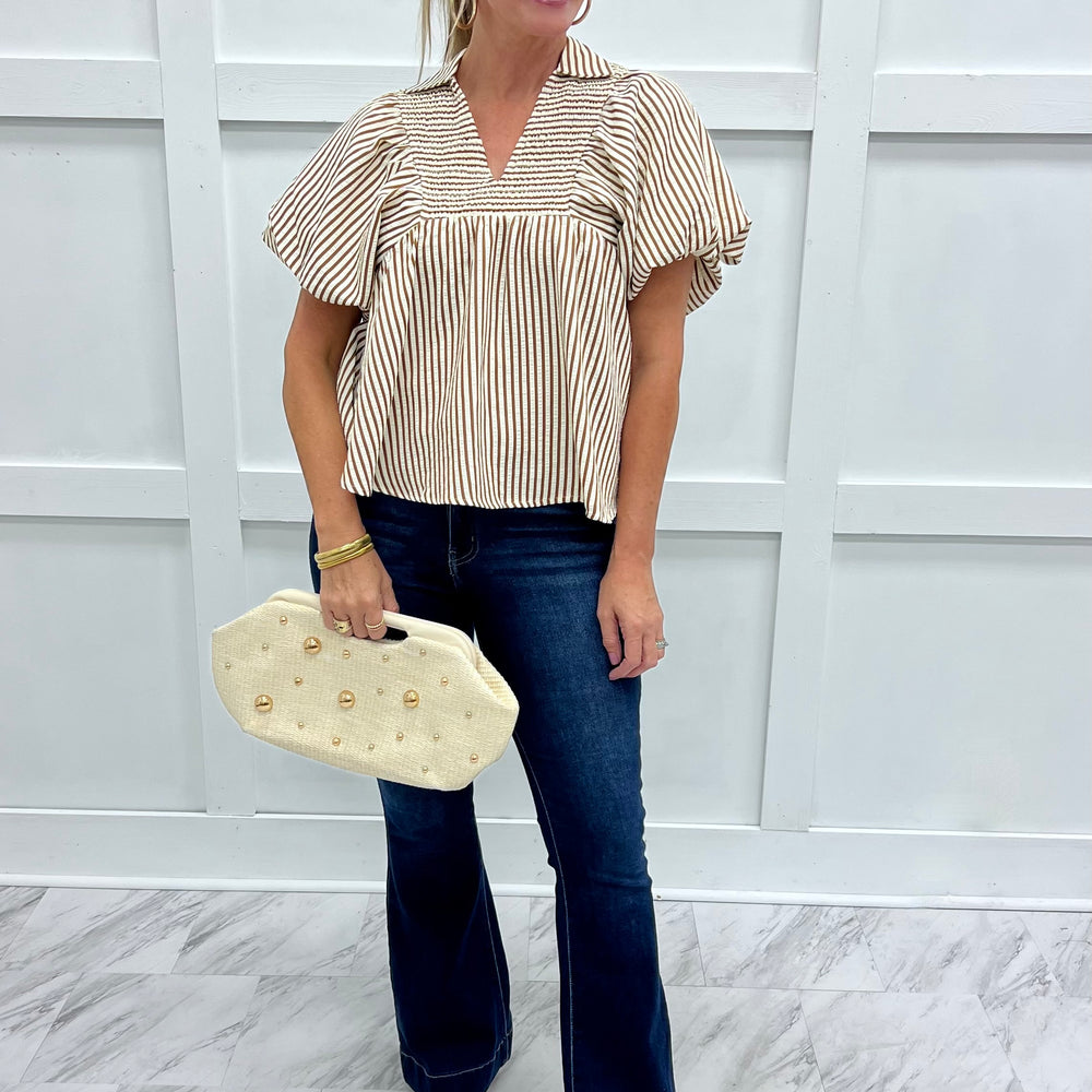 Serafina Stripe + Smock V.Neck Top