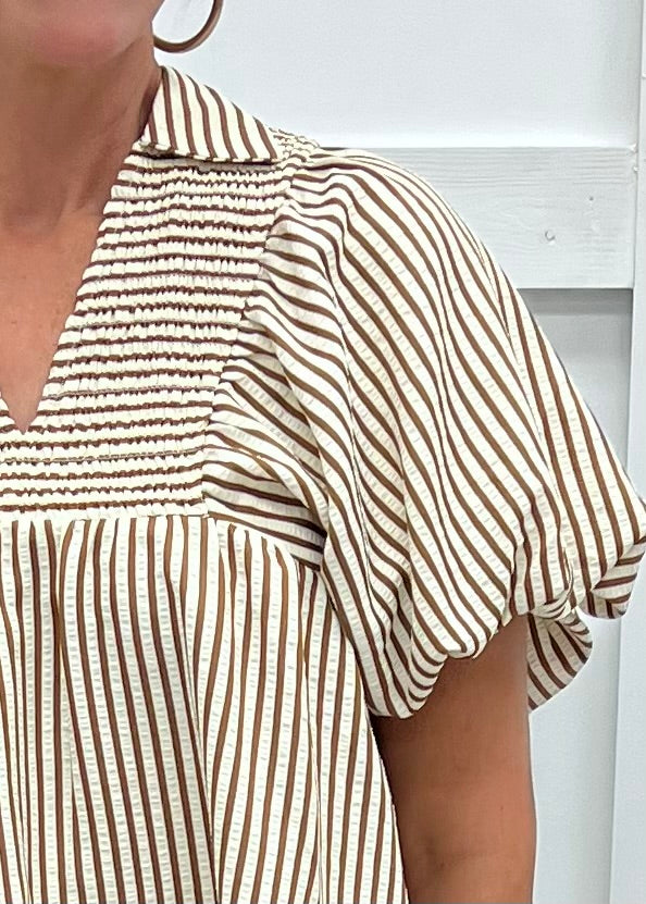 Serafina Stripe + Smock V.Neck Top