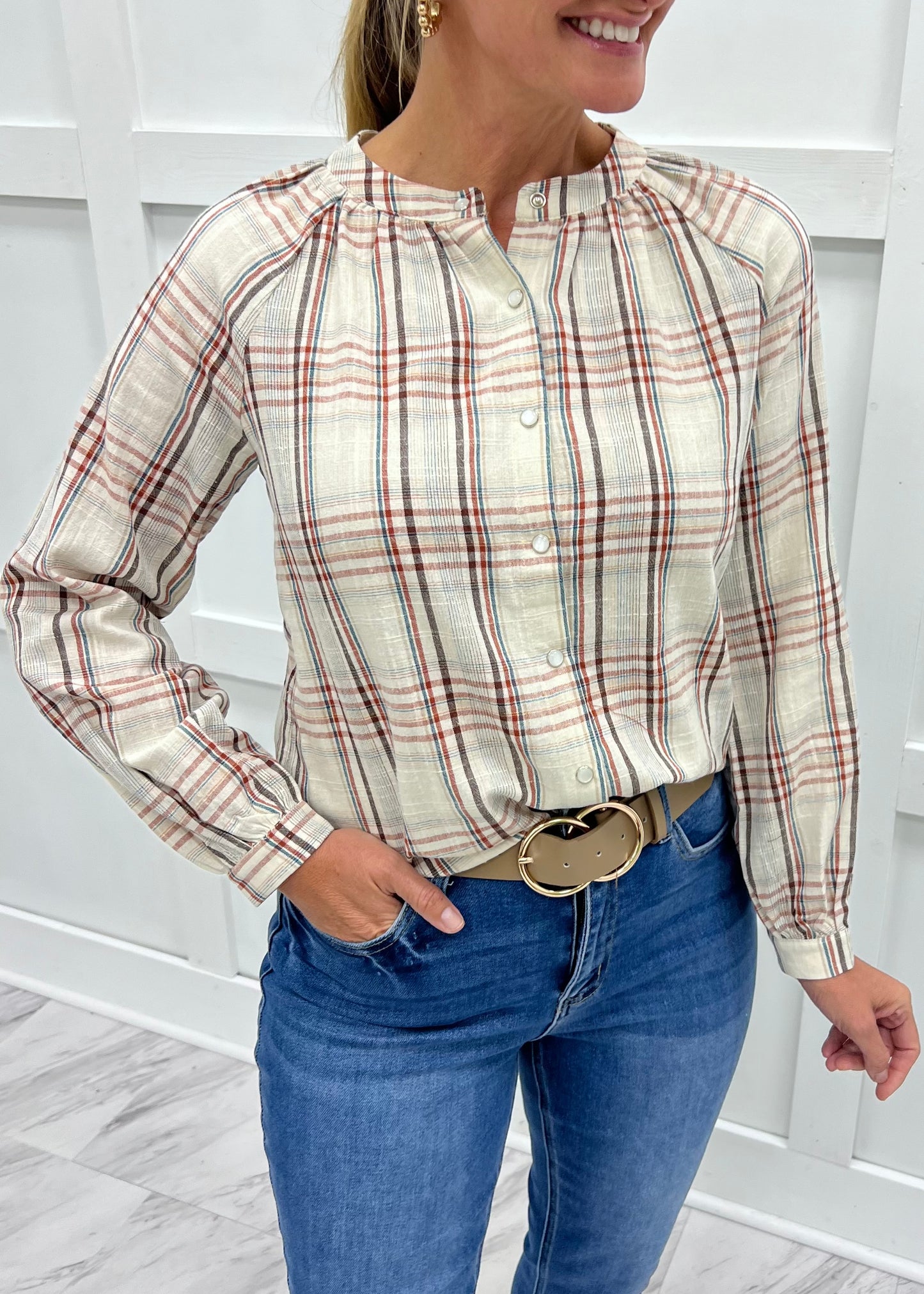 Southern Sweetheart Plaid Top