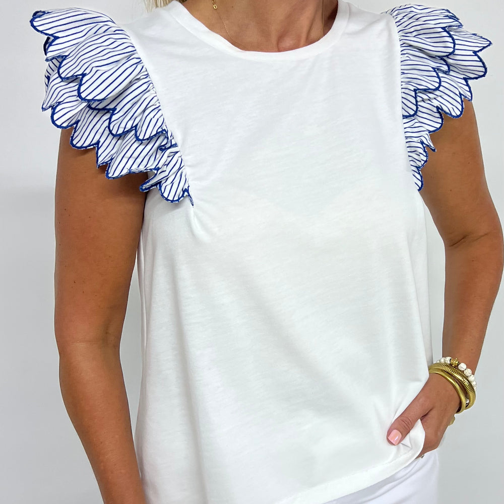 
                  
                    Spritz Scallop + Stripe Top (White)
                  
                