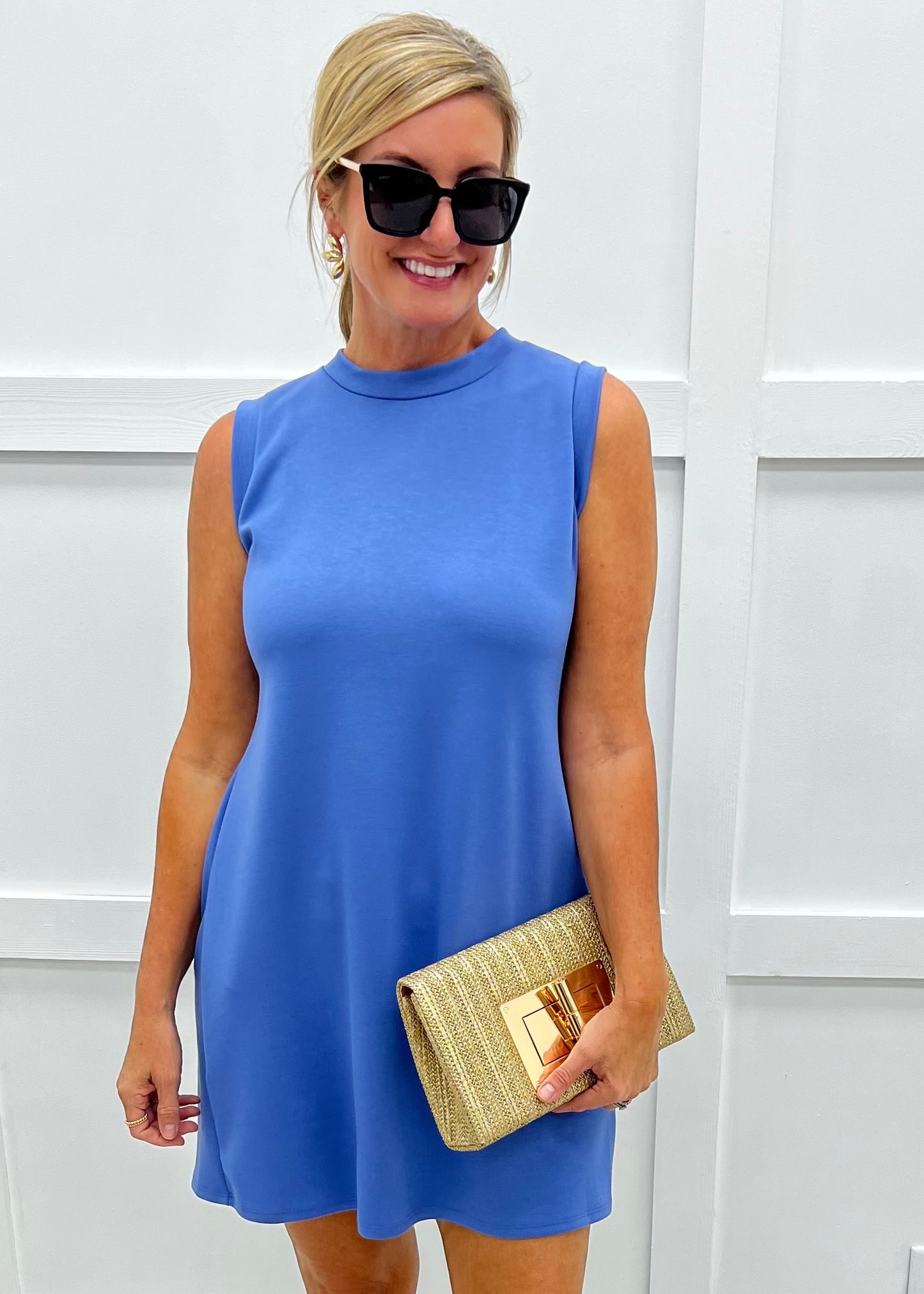 blue tank dress Satin Tank Dress in Pool Blue