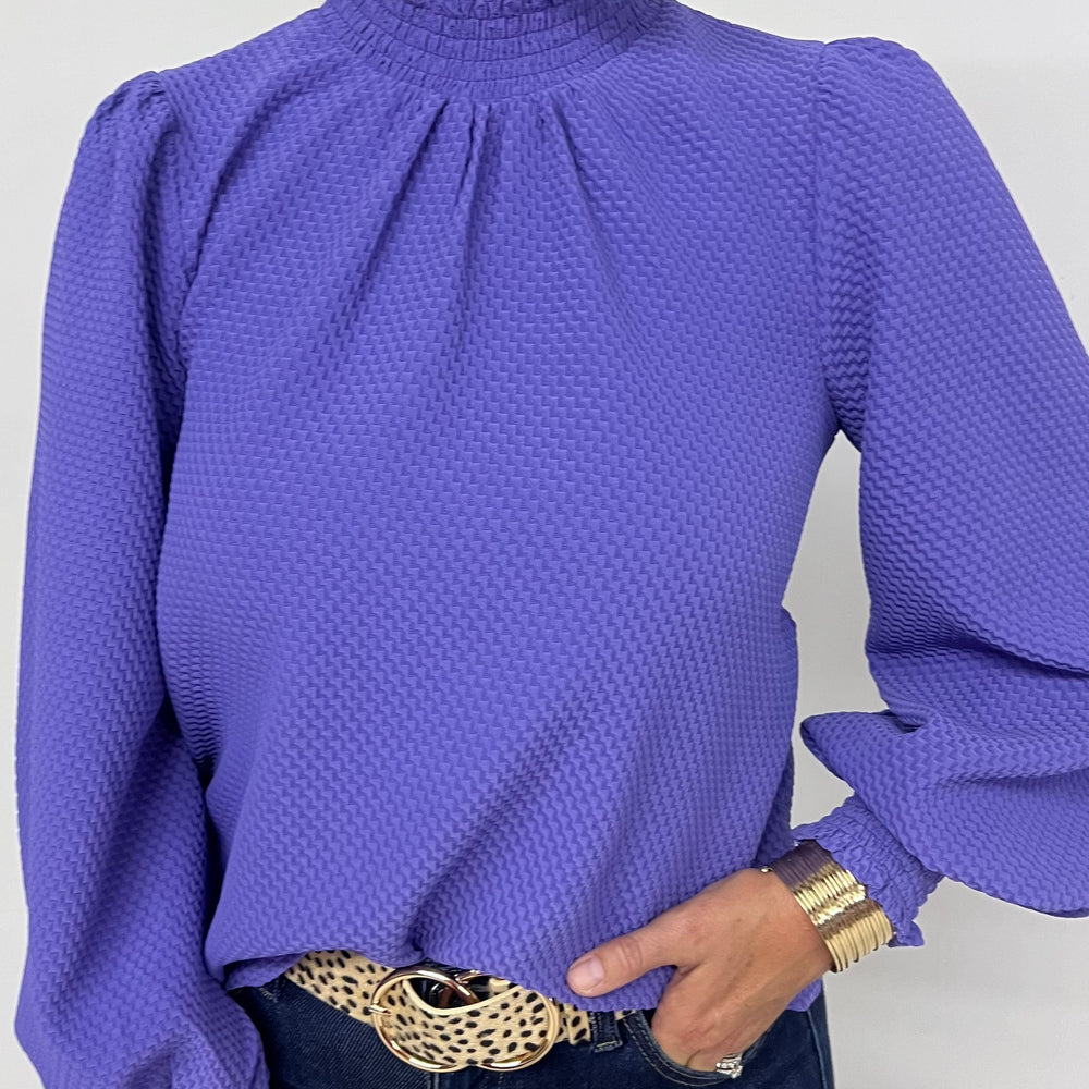 La La Long Sleeve Textured Top (Purple)