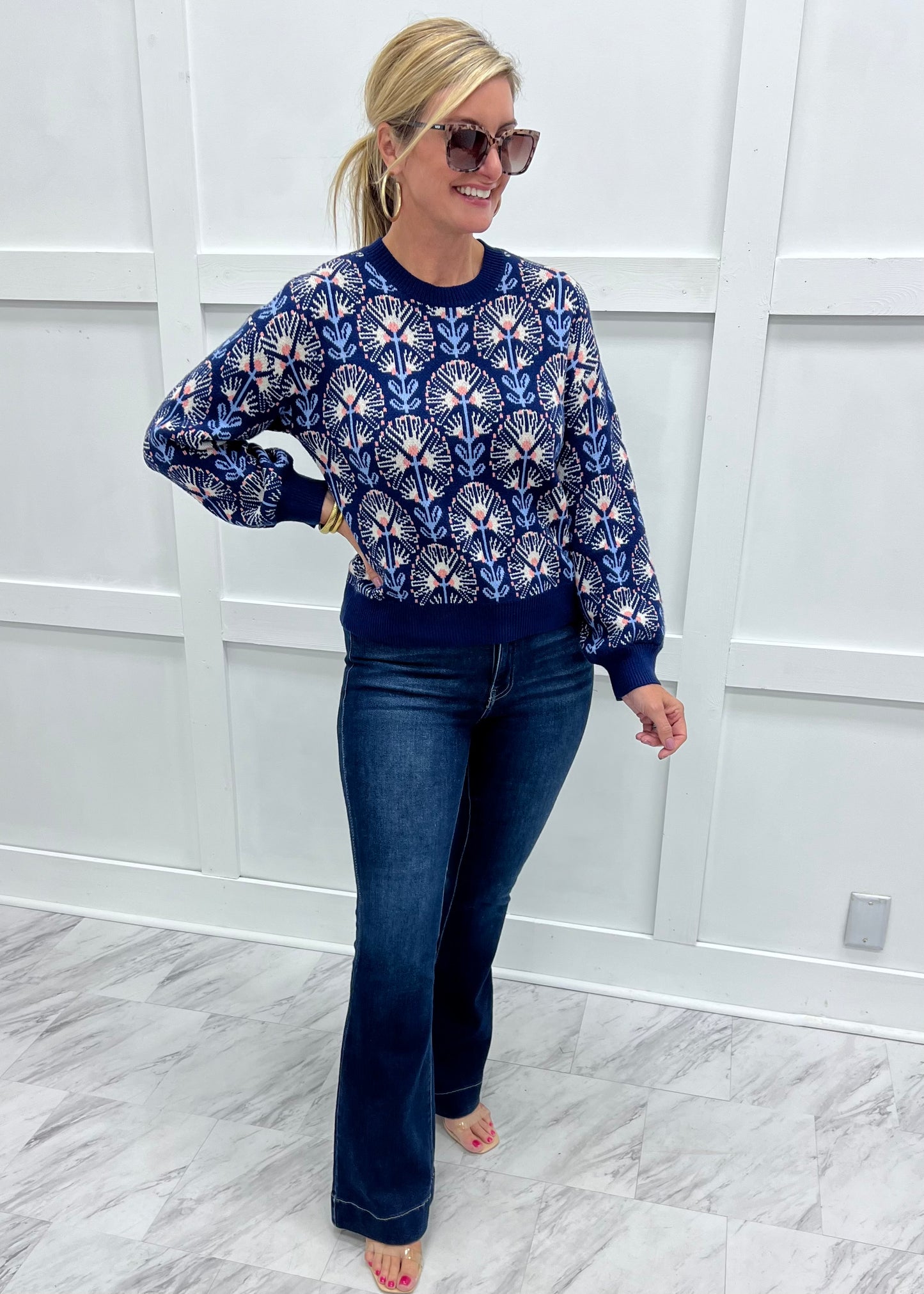 Felicity Flower Sweater (Navy)
