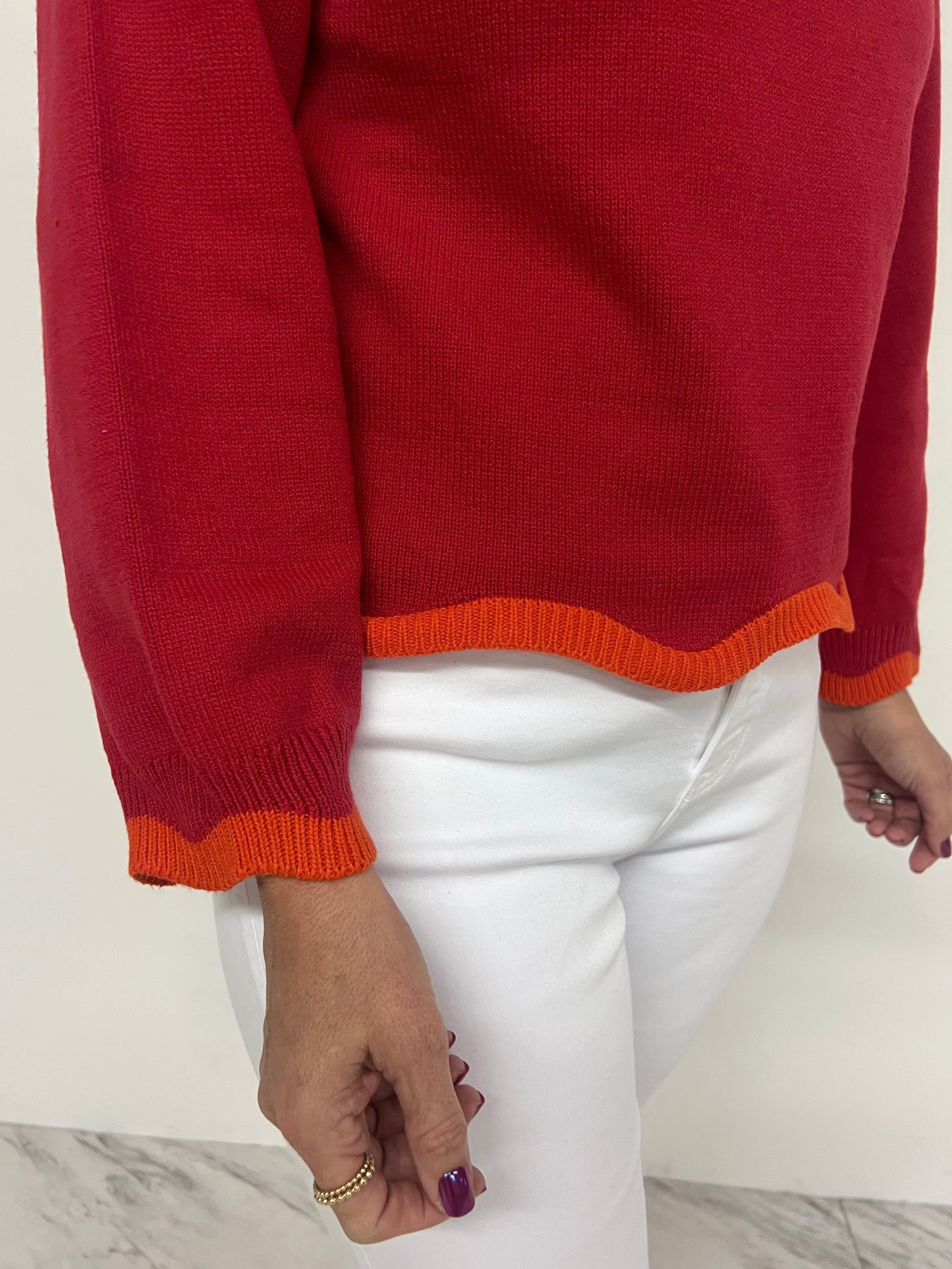 Macie Scallop Sweater (Red)-FINAL SALE