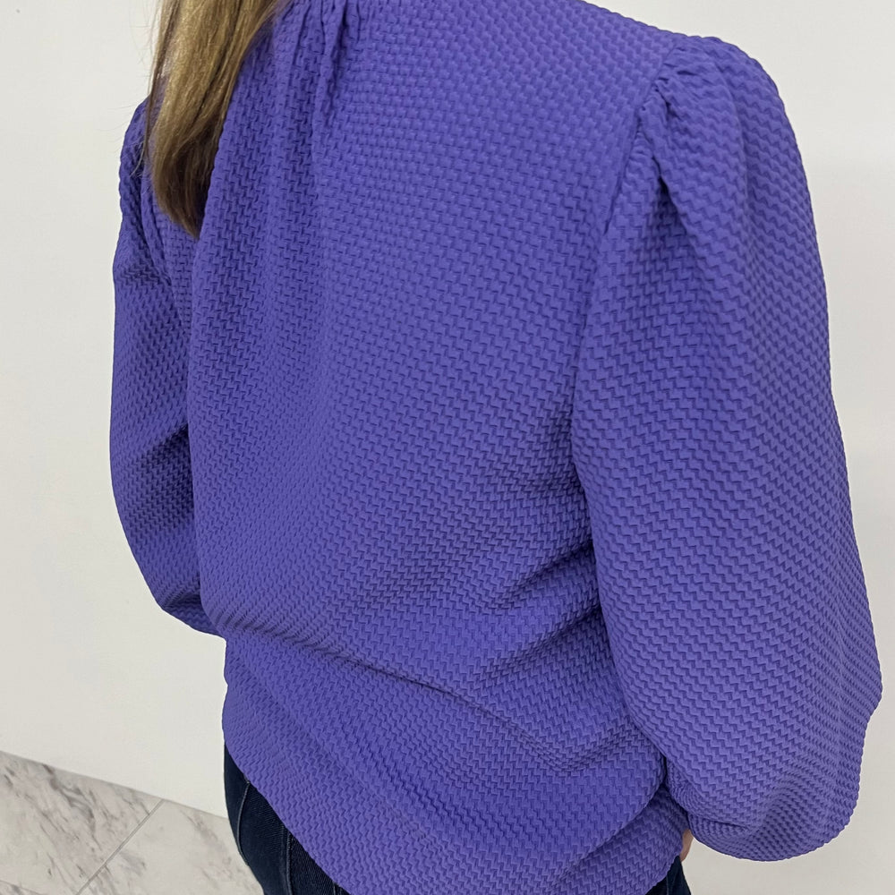 
                  
                    La La Long Sleeve Textured Top (Purple)
                  
                