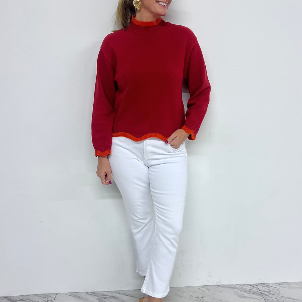 
                  
                    Macie Scallop Sweater (Red)-FINAL SALE
                  
                