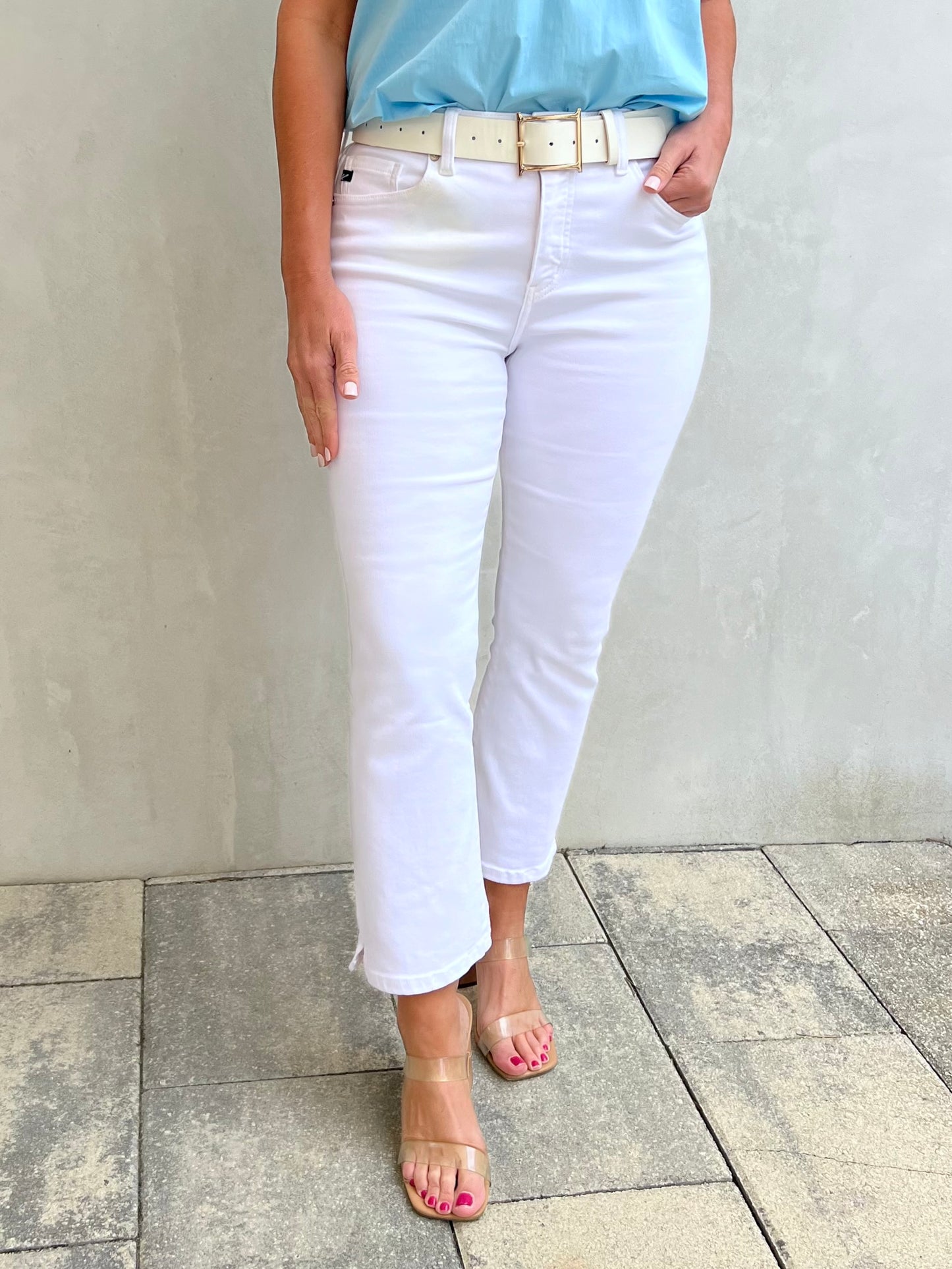 Willow White Kick Crop Denim