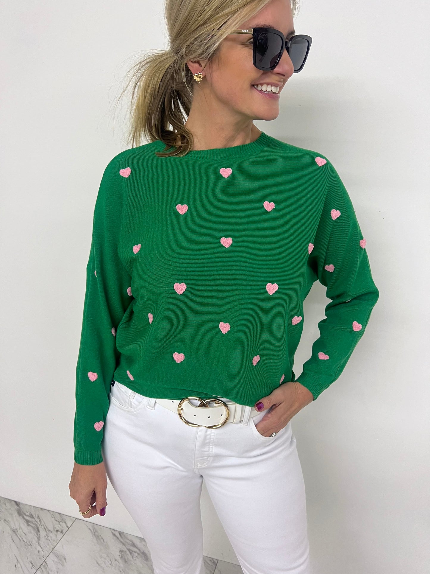 Happy Hearts Sweater (Green)